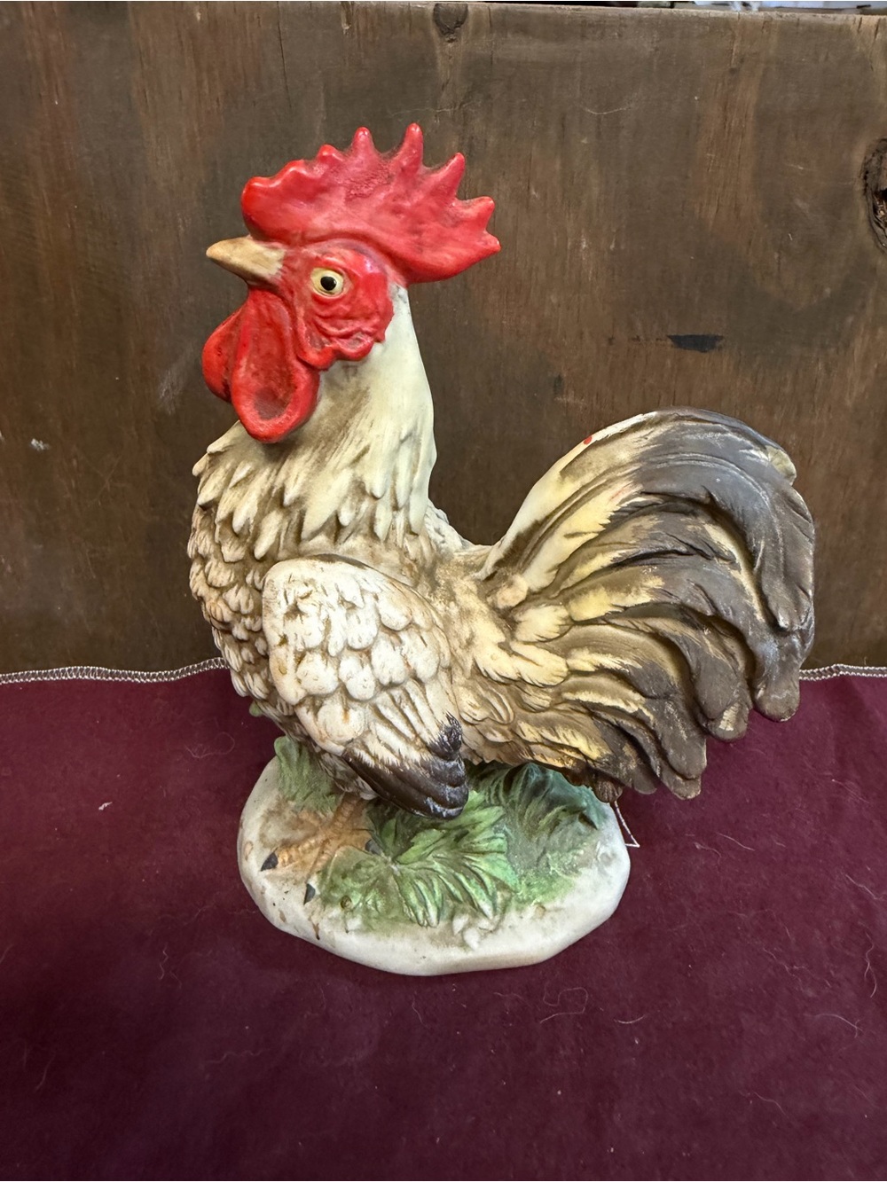 Vintage Red-Comb Rooster Ceramic Figurine by HOMCO #1446 6.5”